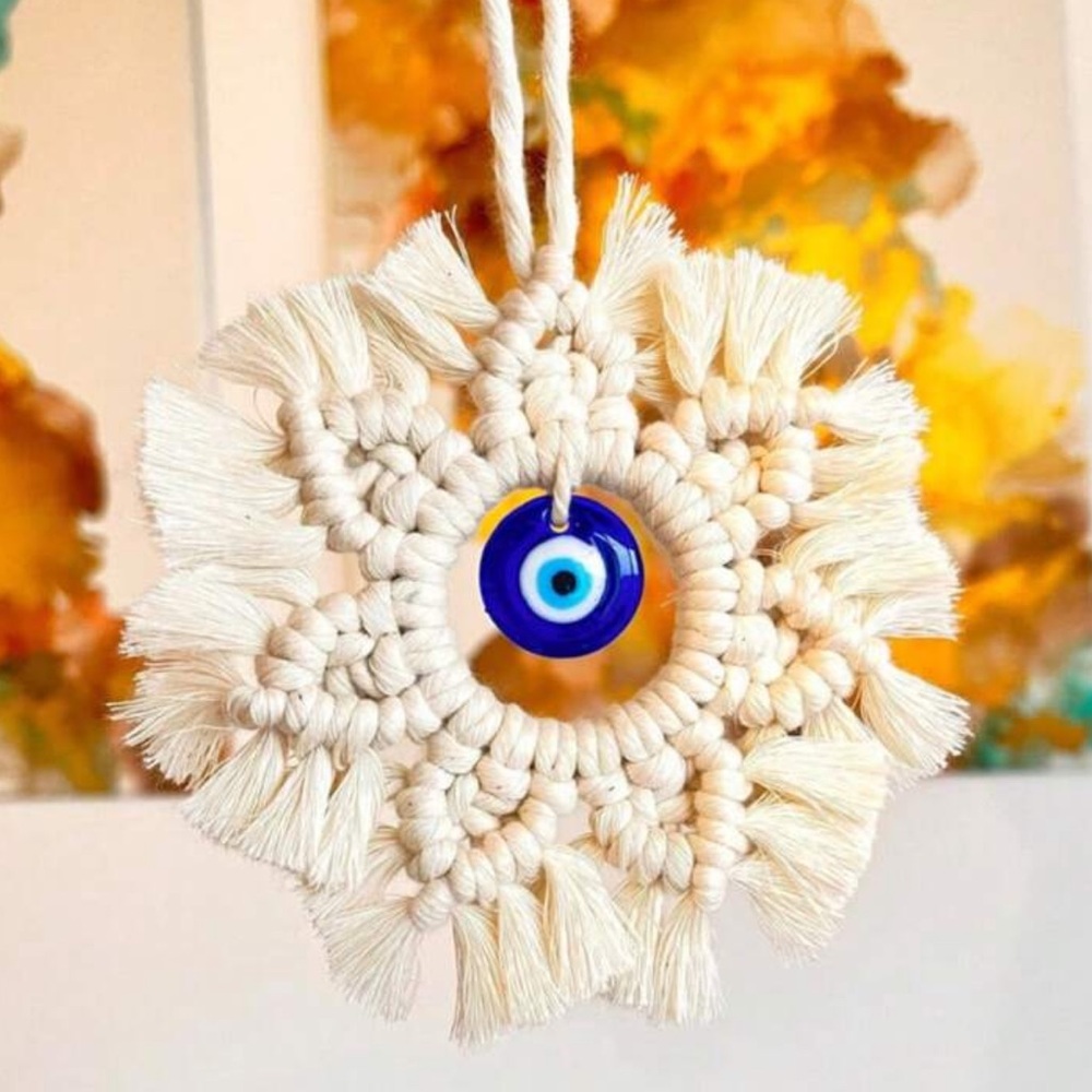 2/$10 NEW! Macrame Evil Eye Woven Tassel Braided Boho Decor Bohemian Cute Mini